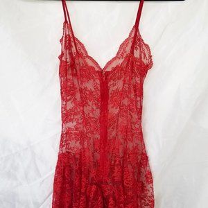 Red Hot, Sexy, Vintage Lace Baby Doll - Trashy Lingerie - M